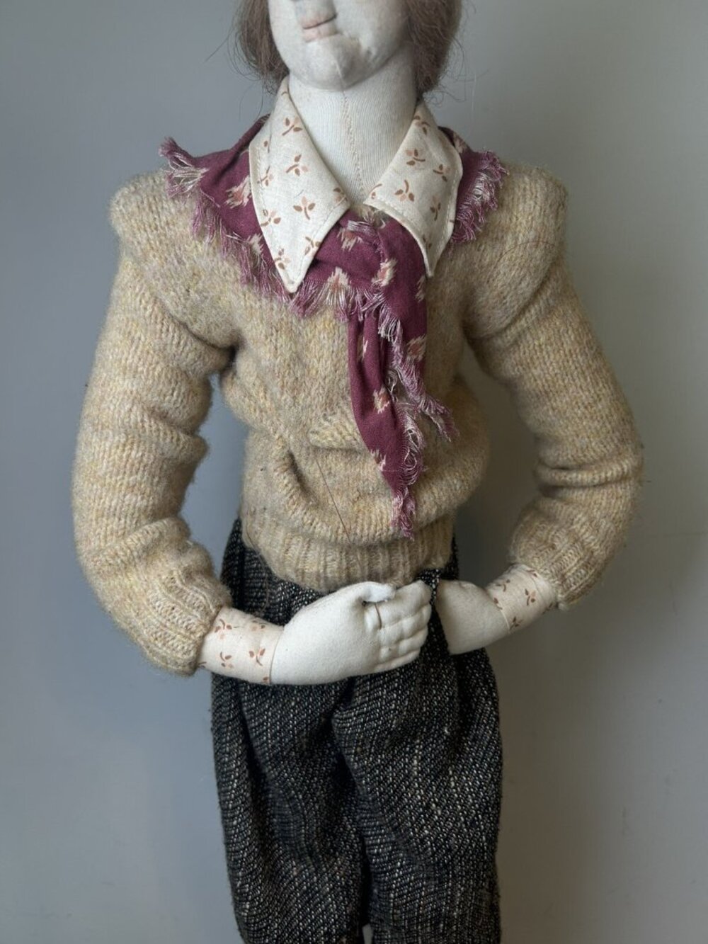 Akira Blount Doll Handmade Needle Sculpted Signed Vintage 24” With Stand - Picture 3 of 16